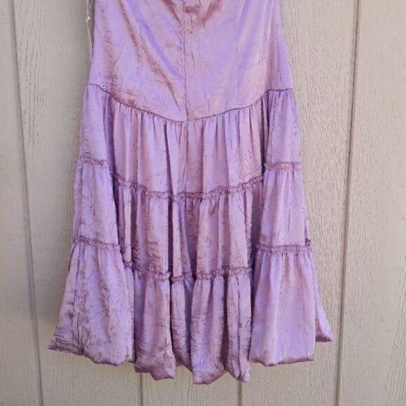 Vintage Dress Formal Sweetheart Tieback Halter Prairie Tiered Satin Pink Size 7 - Picture 7 of 8